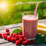 smuti-sa-bananom-i-plazmom-na-stolu-i-okolo-maline-1024x638