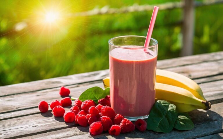 smuti-sa-bananom-i-plazmom-na-stolu-i-okolo-maline-1024x638